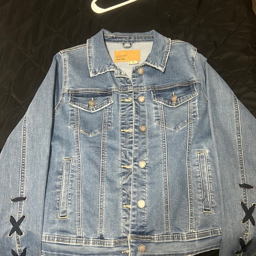 Black vevel lace up Denim Jacket